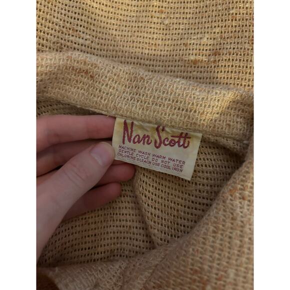 Vintage Tan Beige Nan Scott Tweed Button Up Shirt Best Fits Small - Picture 3 of 5
